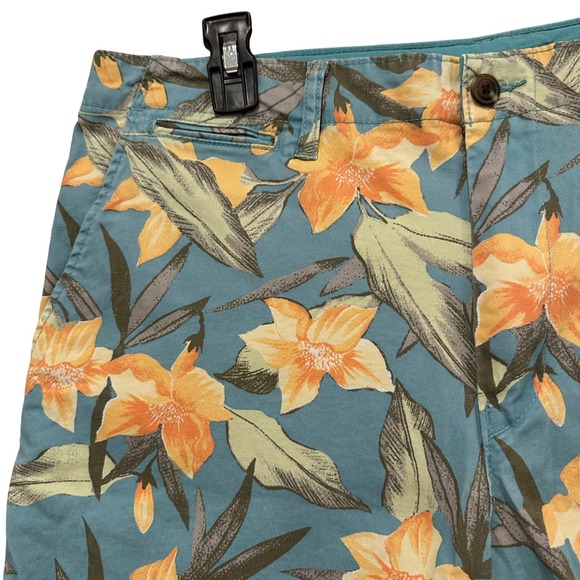 American Eagle Mens Size 36 Next Level Flex Floral Tropical Shorts Teal Blue - Picture 2 of 8